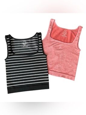 Vital Life ribbed crop tank top set Size Medium striped Solid